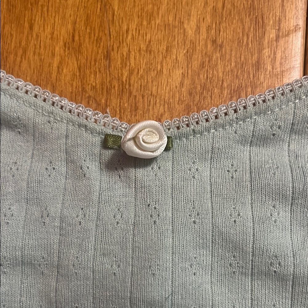 Altar’d State Sage Green Camisole Pajama Top Size L Coquette Pastel Scalloped - Picture 5 of 7